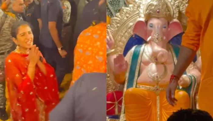 Radhika Merchant Looks Like A New Bride As She Held Anant Ambani's Hand To Welcome Ganpati Bappa