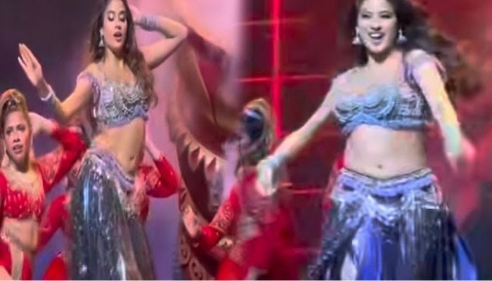 Jhanvi Kapoor danced by shaking her thin waist during live performance