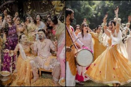 Surabhi Jyoti, the bride adorned in turmeric, danced wholeheartedly on the drum