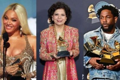 For which songs did Chandrika Tandon and Beyonce receive the Grammy Award